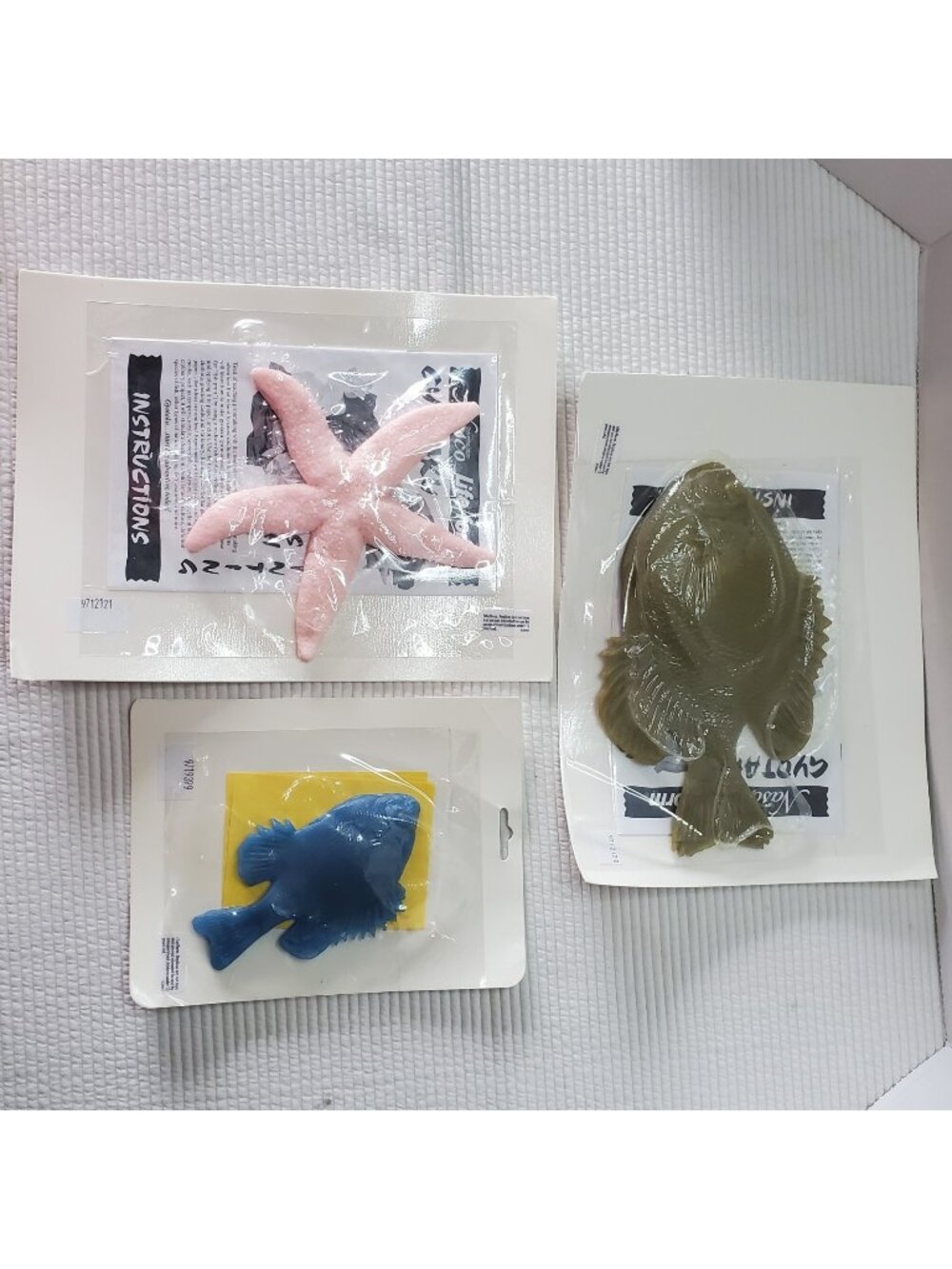 3 Nasco Life Forms Printmaking Starfish Blue Gyotaku Green Fish Replica Stamp
